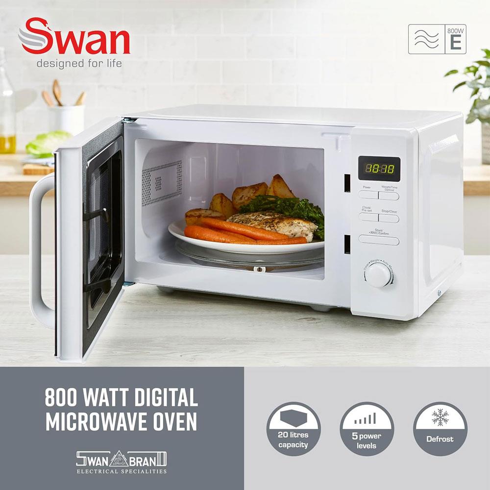 Swan Digital Microwave With 5 Power Levels 800W 20 Litres - White Secondary image