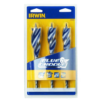 Irwin 6X Blue Groove Wood Drill Bit Straight 20mm 22mm & 25mm - 3 Pieces