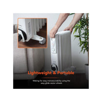 Warmlite 9 Fin Oil Filled Radiator 2000W With 3 Heat Settings & Adjustable Thermostat Overheat Protection Timer - White