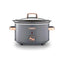 Tower Cavaletto 3.5 Litre Slow Cooker With 3 Heat Settings Removable Pot & Cool Touch Handles - Grey & Rose Gold