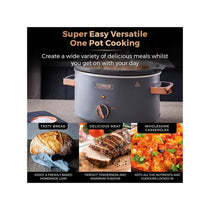 Tower Cavaletto 3.5 Litre Slow Cooker With 3 Heat Settings Removable Pot & Cool Touch Handles - Grey & Rose Gold