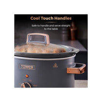 Tower Cavaletto 3.5 Litre Slow Cooker With 3 Heat Settings Removable Pot & Cool Touch Handles - Grey & Rose Gold