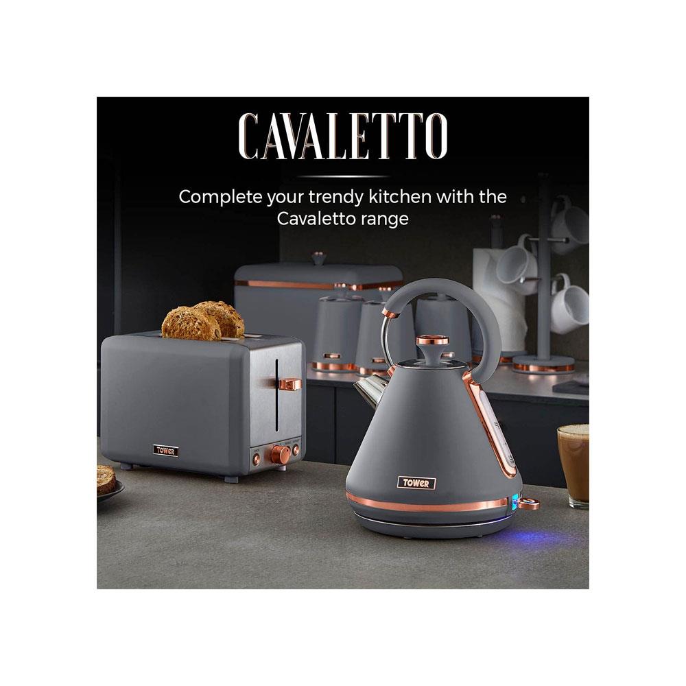 Tower Cavaletto 3.5 Litre Slow Cooker With 3 Heat Settings Removable Pot & Cool Touch Handles - Grey & Rose Gold