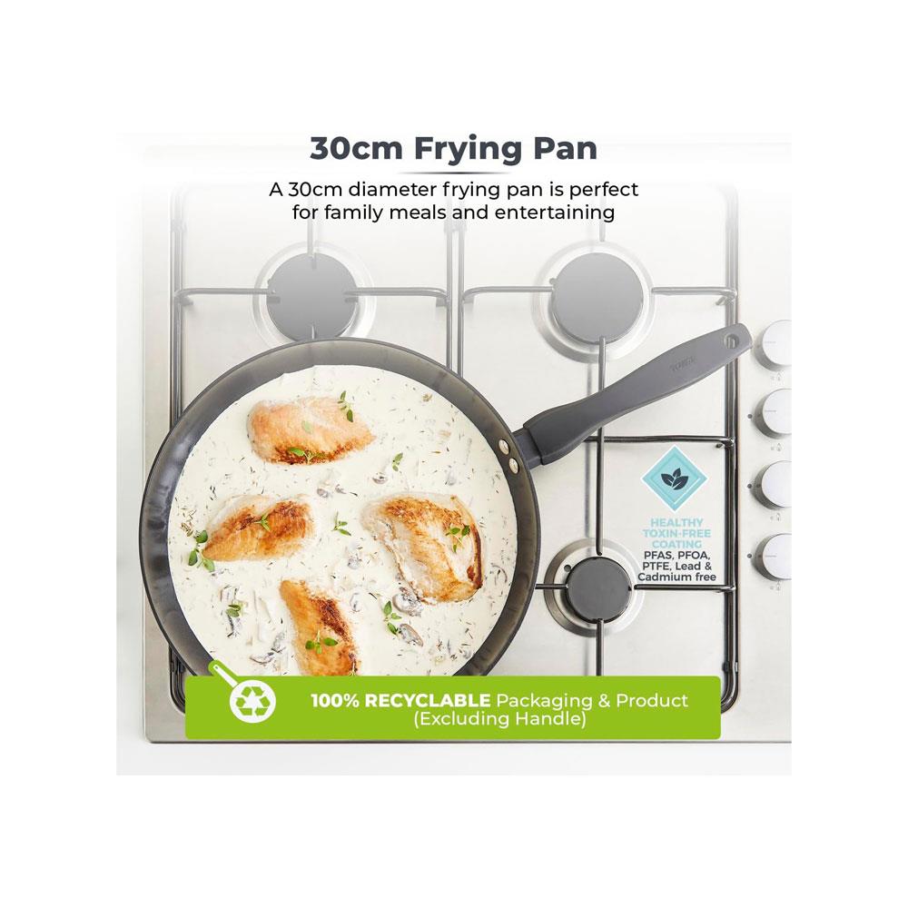 Tower Diamo Frying Pan 30cm With Black Diamond Ceramic Non-Stick Coating & Softtex Handle Aluminium - Black