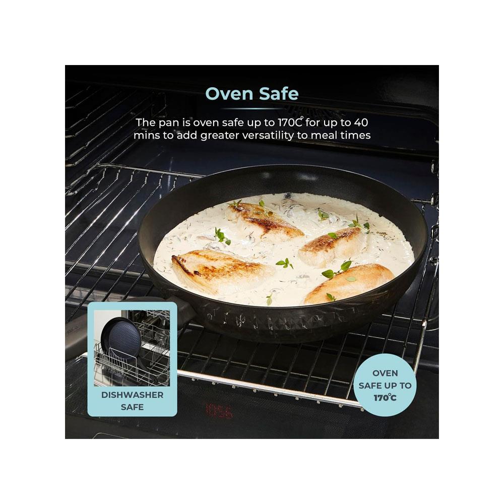 Tower Diamo Frying Pan 30cm With Black Diamond Ceramic Non-Stick Coating & Softtex Handle Aluminium - Black