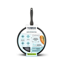 Tower Diamo Frying Pan 30cm With Black Diamond Ceramic Non-Stick Coating & Softtex Handle Aluminium - Black