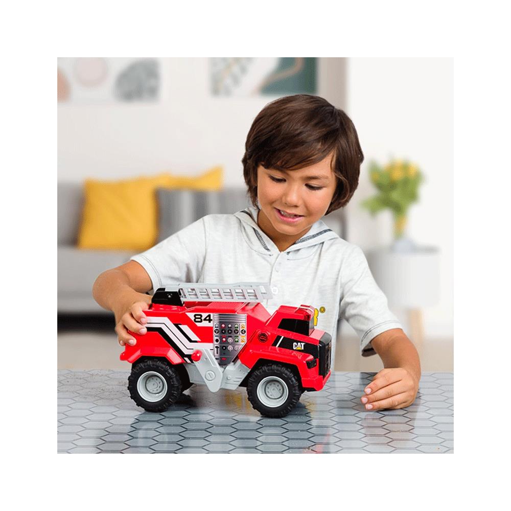 CAT Construction Power Haulers Fire Truck Vehicle Toys With Lights And Sounds - Red