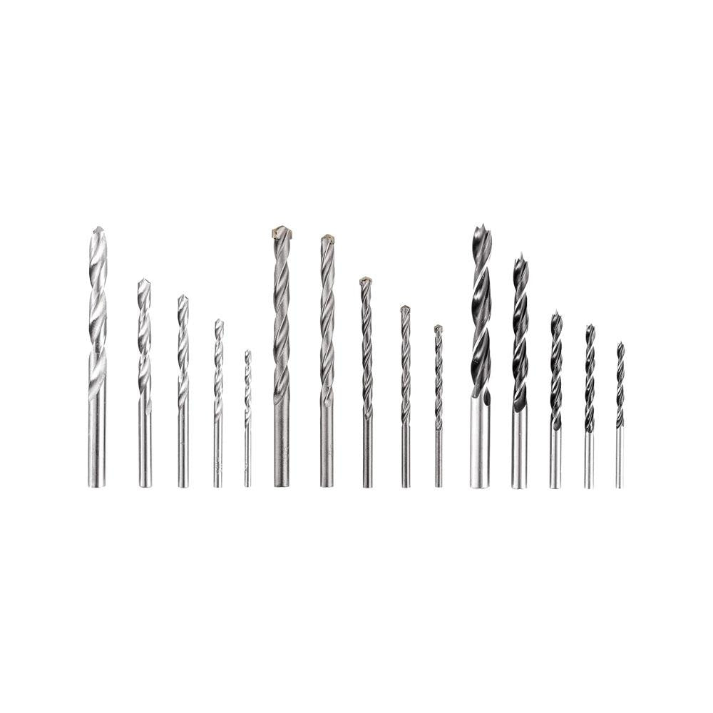 Einhell Assorted Drill Bit Set 5 Drill Bits For Wood 5 Carbide Drills For Concrete & 5 HSS Drills For Steel - 15 Piece
