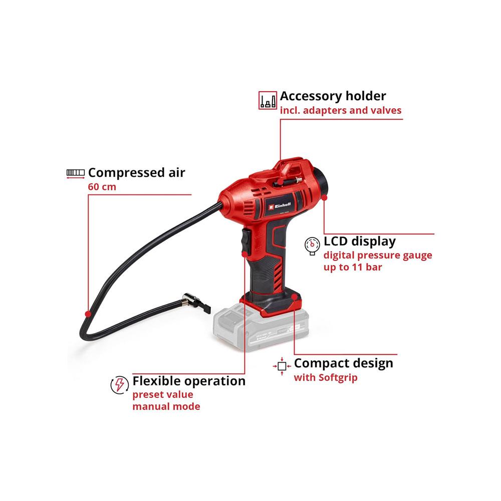 Einhell CE-CC 18 Li-Solo 18V Cordless Car Air Compressor Power X-Change - Red/Black