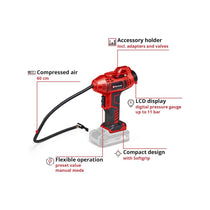 Einhell CE-CC 18 Li-Solo 18V Cordless Car Air Compressor Power X-Change - Red/Black