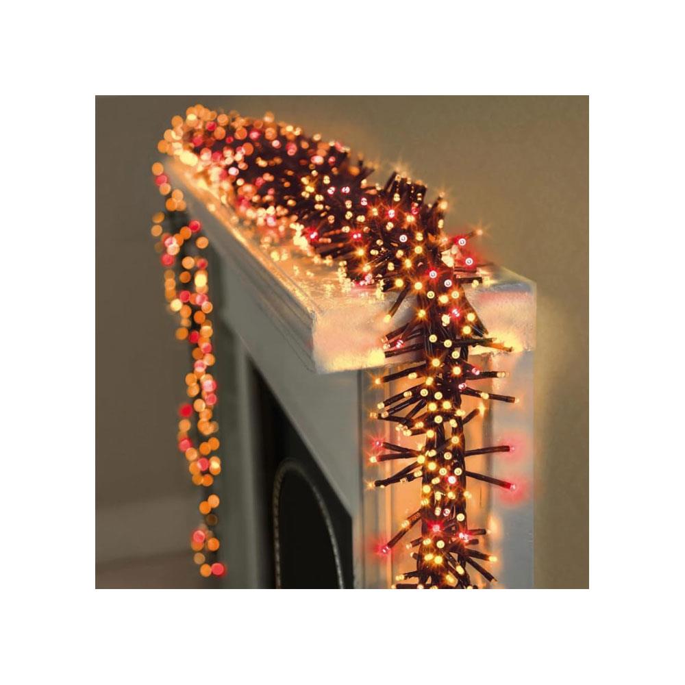 Premier Christmas 960 Multi Action LED Clusters Lights With Timer - Red & Vintage Gold