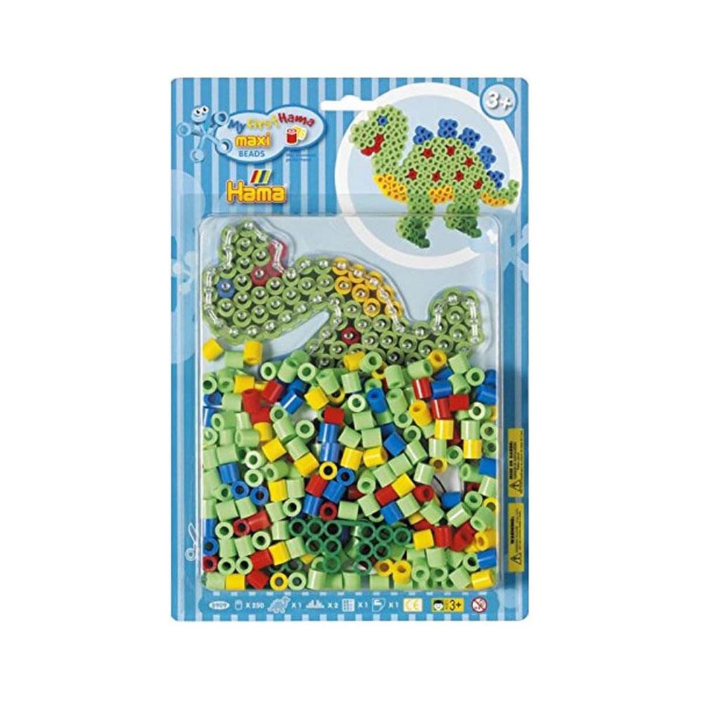Hama Dinosaur Maxi Beads Kit 250 Beads 1 Dinosaur Pegboard - Multicolour Main image