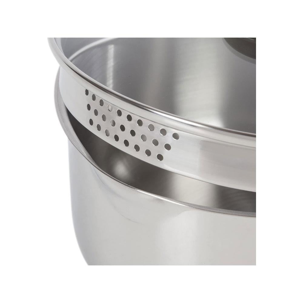 Morphy Richards Equip Induction Pan 8 Piece Set Saucepans Fry Pan Milk Pan Steamer & Steamer Inserts Stainless Steel - Silver