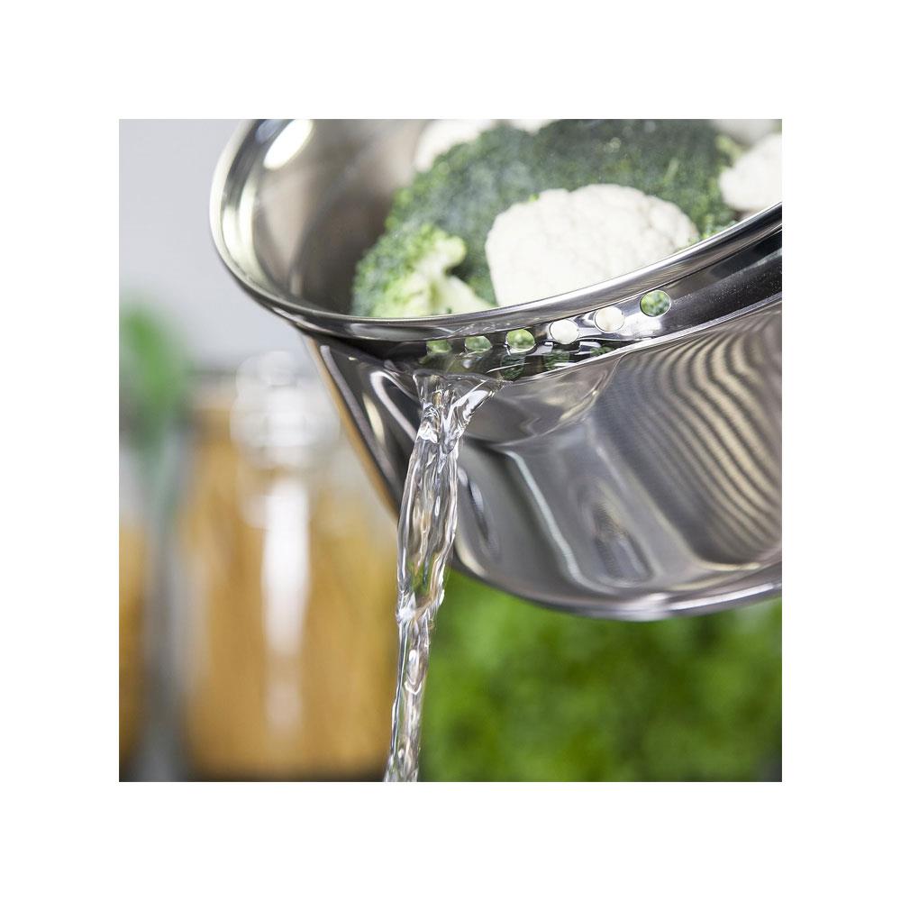 Morphy Richards Equip Induction Pan 8 Piece Set Saucepans Fry Pan Milk Pan Steamer & Steamer Inserts Stainless Steel - Silver
