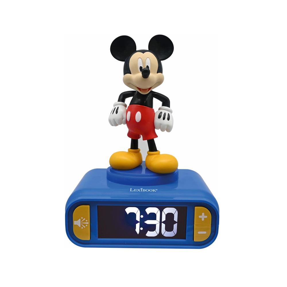 Lexibook 3D Mickey Mouse Childrens Clock With Night Light Alarm Snooze - Blue