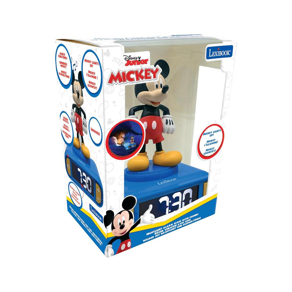 Lexibook 3D Mickey Mouse Childrens Clock With Night Light Alarm Snooze - Blue
