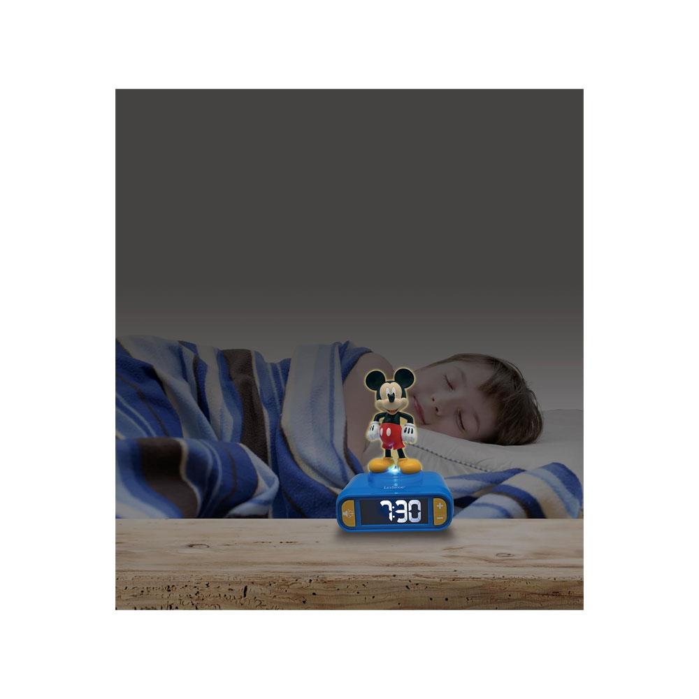 Lexibook 3D Mickey Mouse Childrens Clock With Night Light Alarm Snooze - Blue