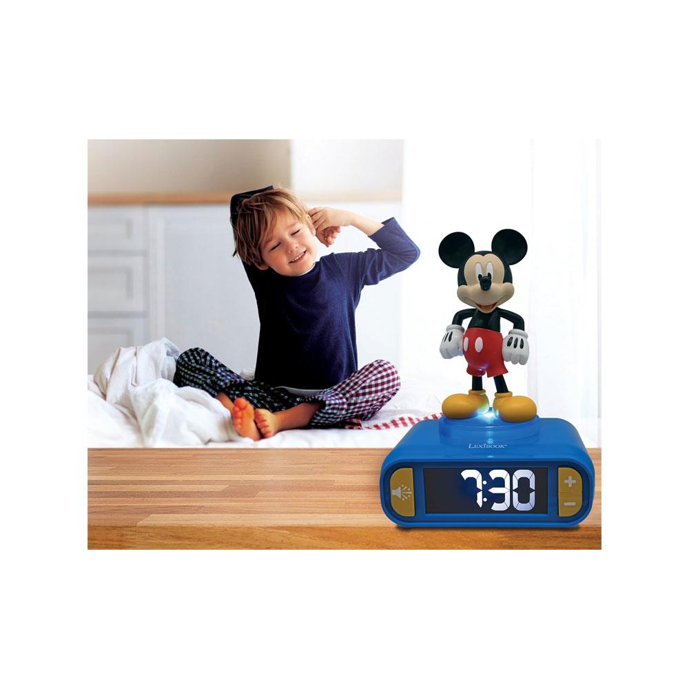 Lexibook 3D Mickey Mouse Childrens Clock With Night Light Alarm Snooze - Blue