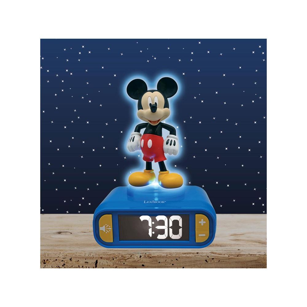 Lexibook 3D Mickey Mouse Childrens Clock With Night Light Alarm Snooze - Blue