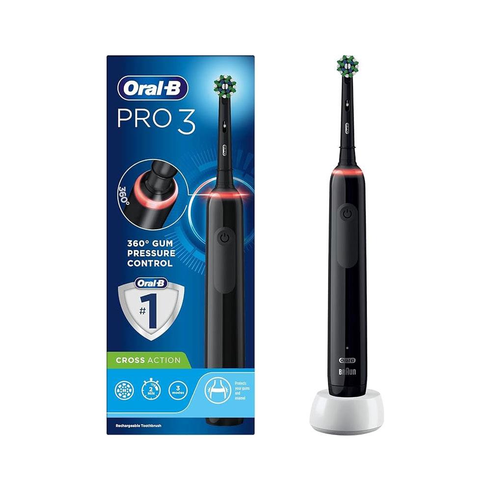 Oral-B Pro 3 3000 Electric Toothbrush With 1 Cross Action Tooth Brush Head - Black Main image