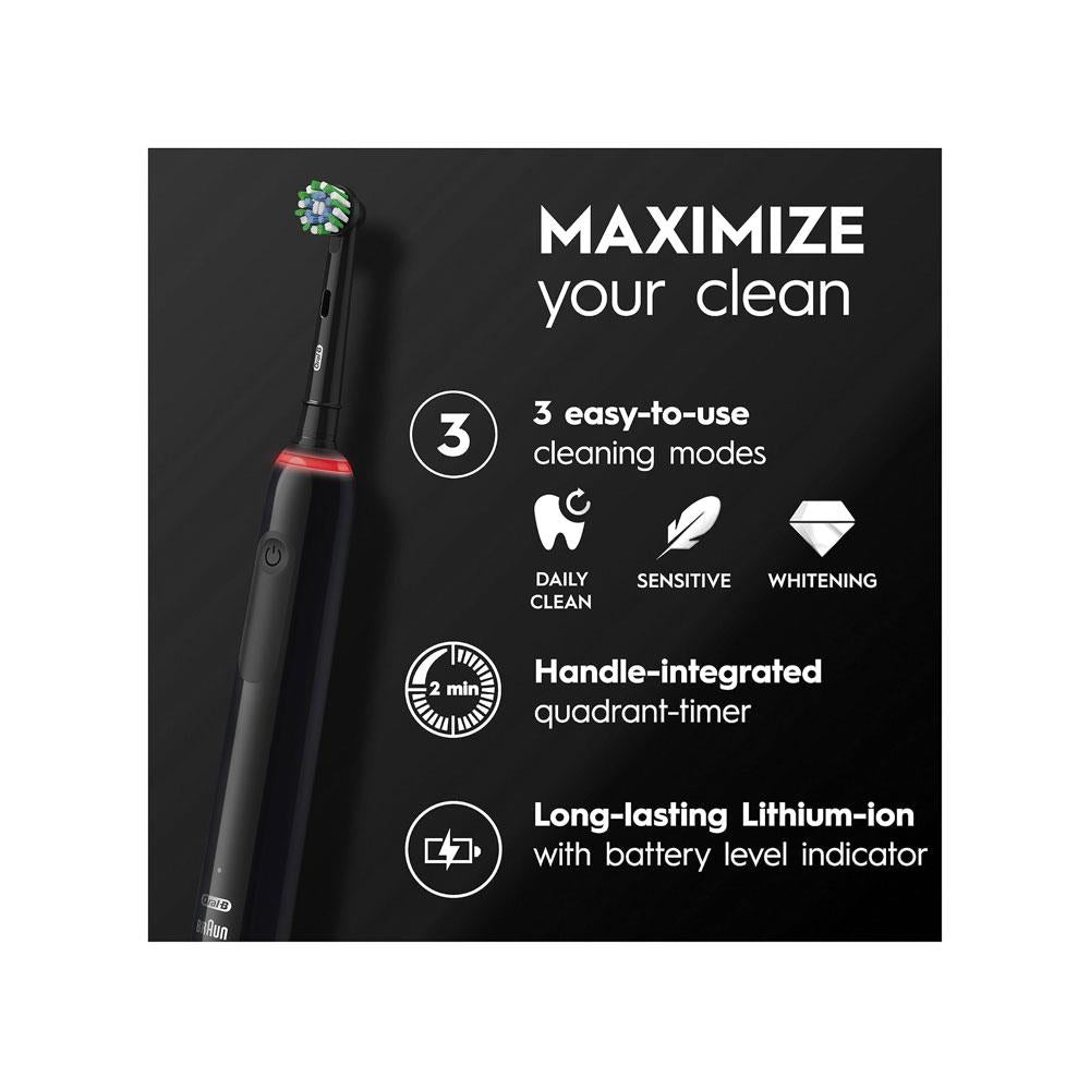 Oral-B Pro 3 3000 Electric Toothbrush With 1 Cross Action Tooth Brush Head - Black
