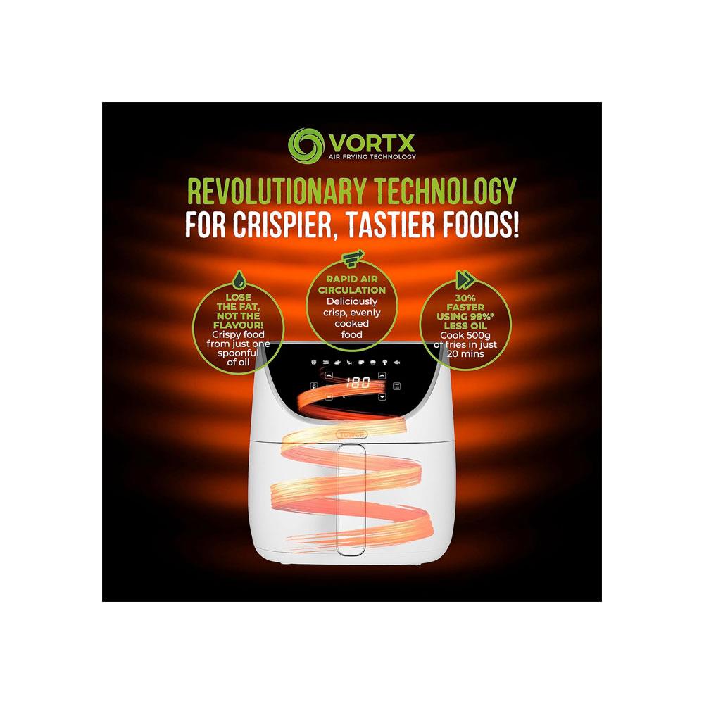 Tower Vortx Air Fryer With Digital Control Panel 1700W 6 Litre - White