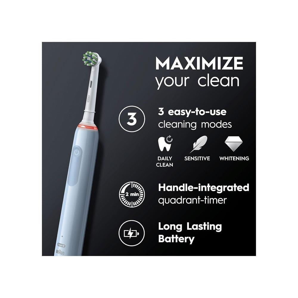 Oral-B Pro 3 3000 Electric Toothbrush With 1 Cross Action Tooth Brush Head - Blue