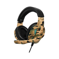 Vybe Camo Wired Gaming Headset For Play Station Xbox PC Gaming With LED Lights - Desert Brown