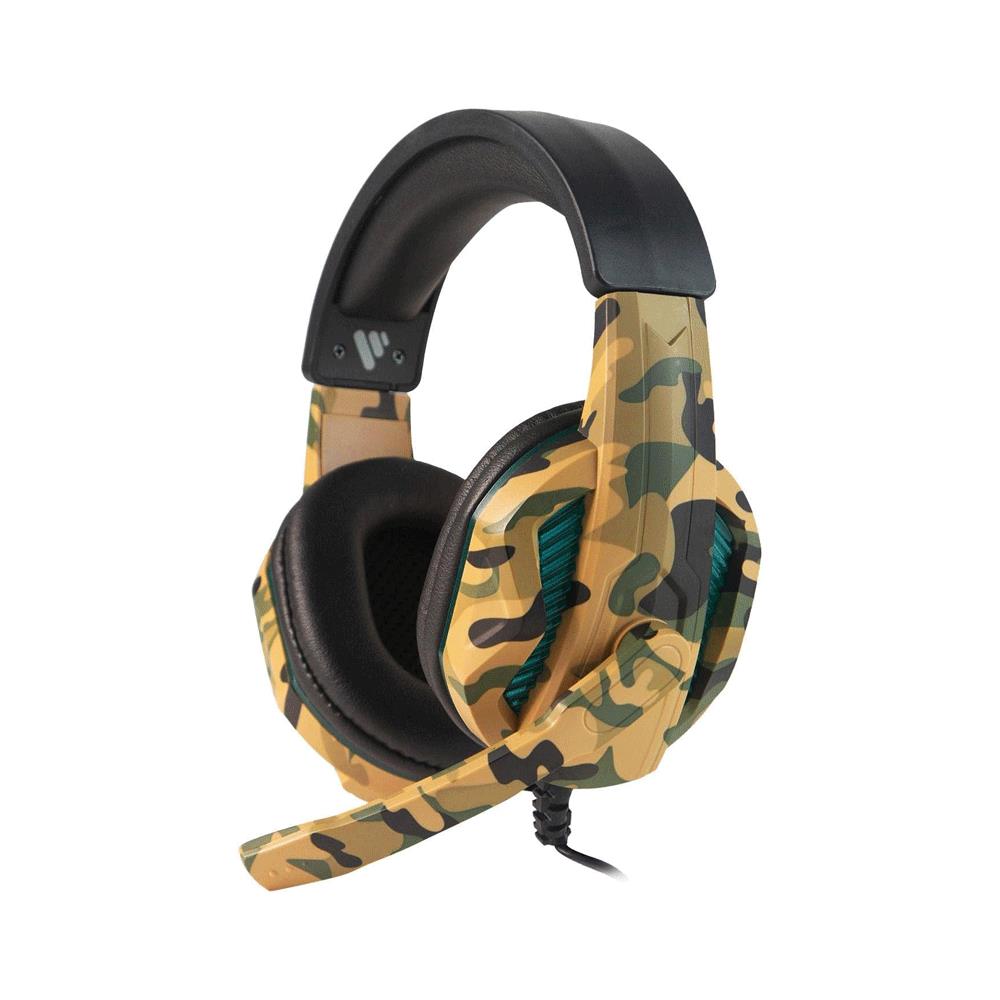 Vybe Camo Wired Gaming Headset For Play Station Xbox PC Gaming With LED Lights - Desert Brown