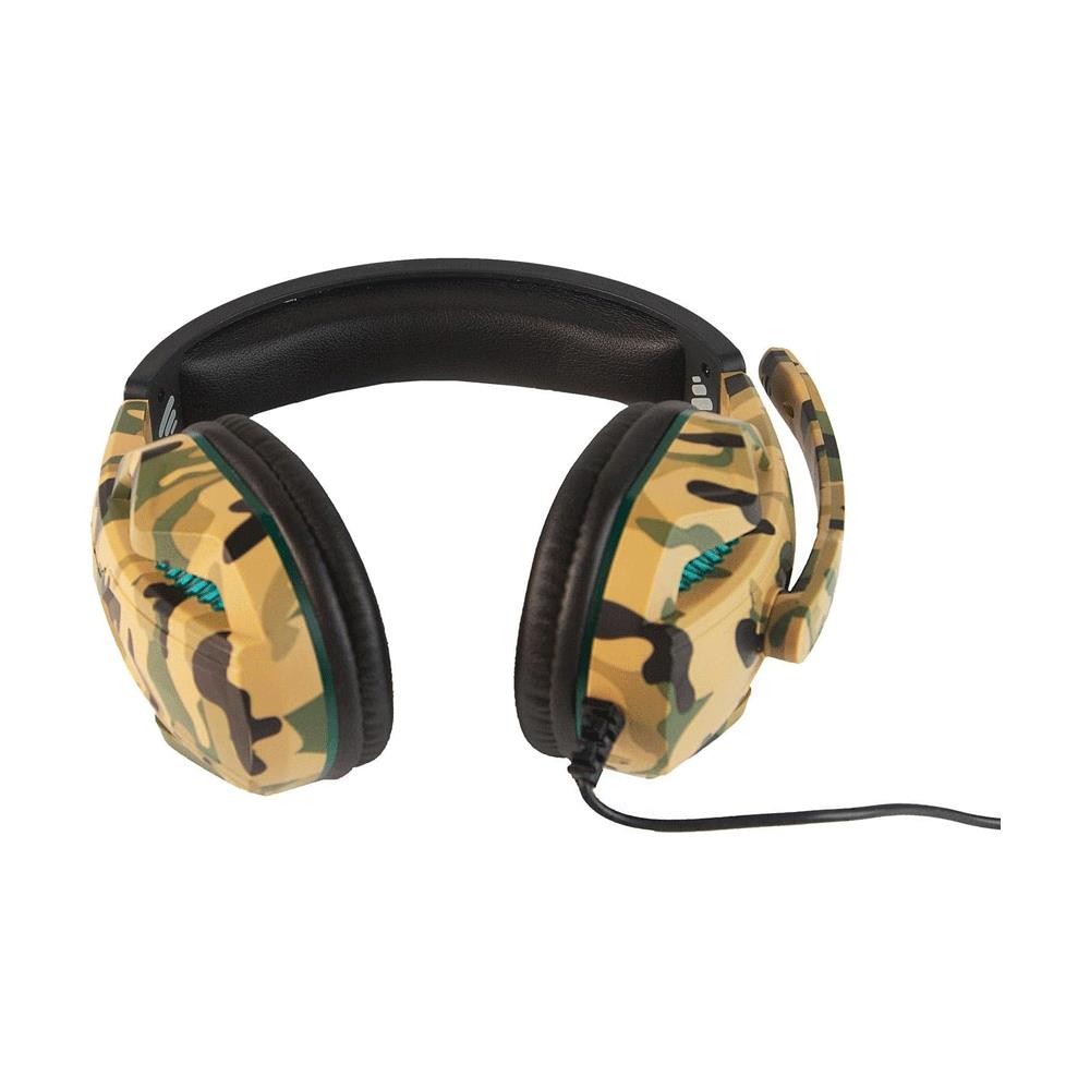 Vybe Camo Wired Gaming Headset For Play Station Xbox PC Gaming With LED Lights - Desert Brown