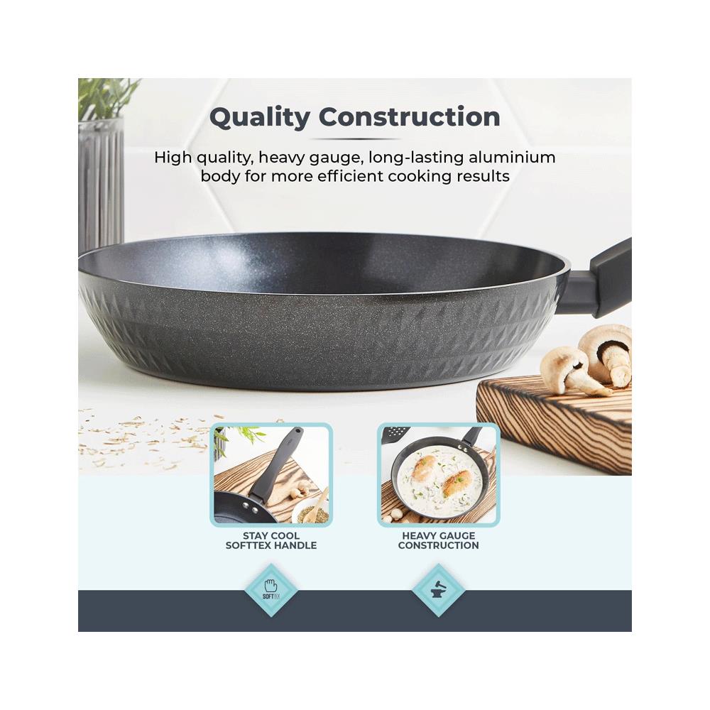 Tower Diamo 24cm Frying Pan With Black Diamond Ceramic Non-Stick Coating - Black