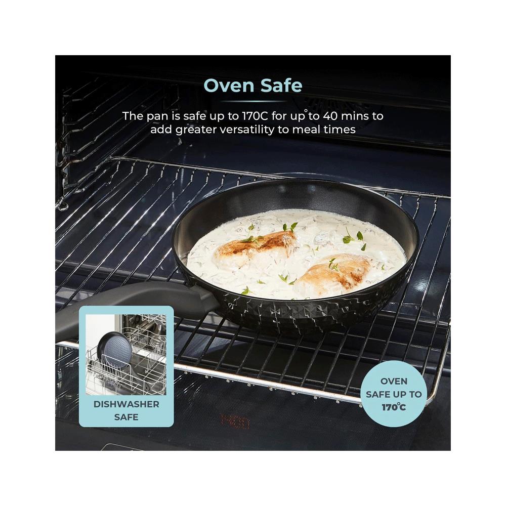 Tower Diamo 24cm Frying Pan With Black Diamond Ceramic Non-Stick Coating - Black