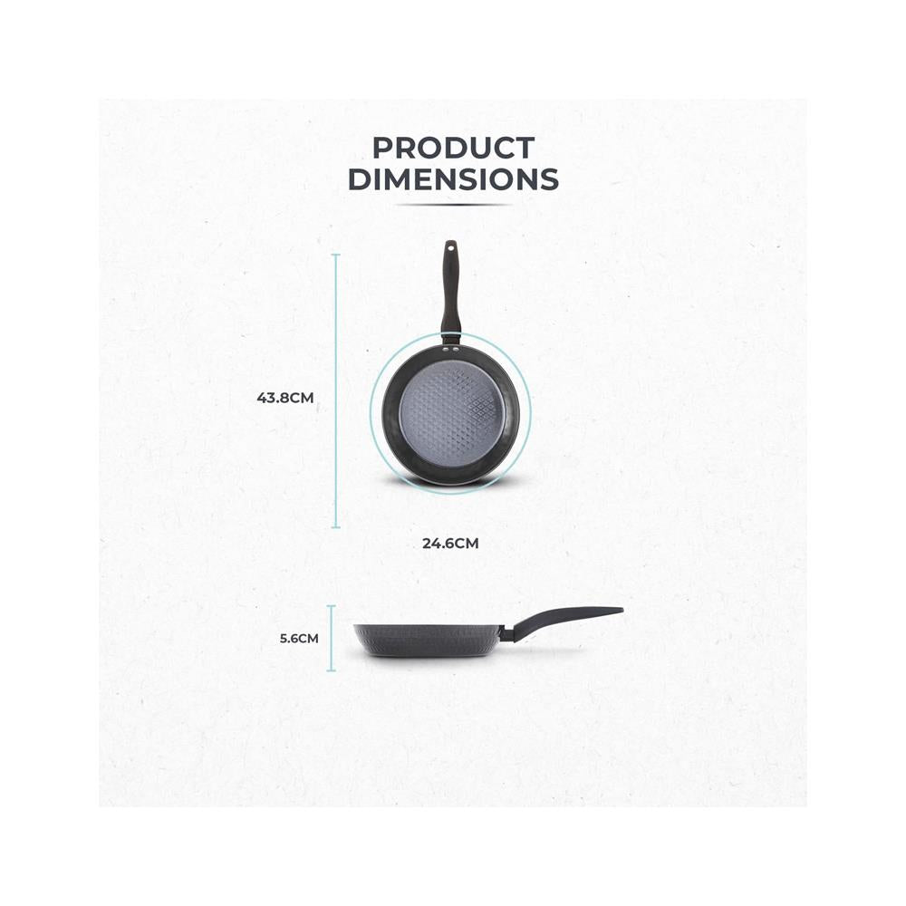 Tower Diamo 24cm Frying Pan With Black Diamond Ceramic Non-Stick Coating - Black