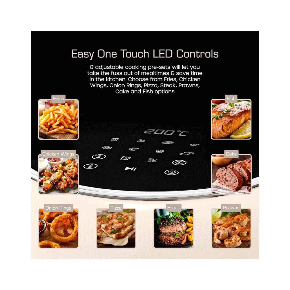 Swan Retro Digital Air Fryer 4.5 Litres With 8 Pre-Set Cooking Options Adjustable Temperature 1500W - Cream