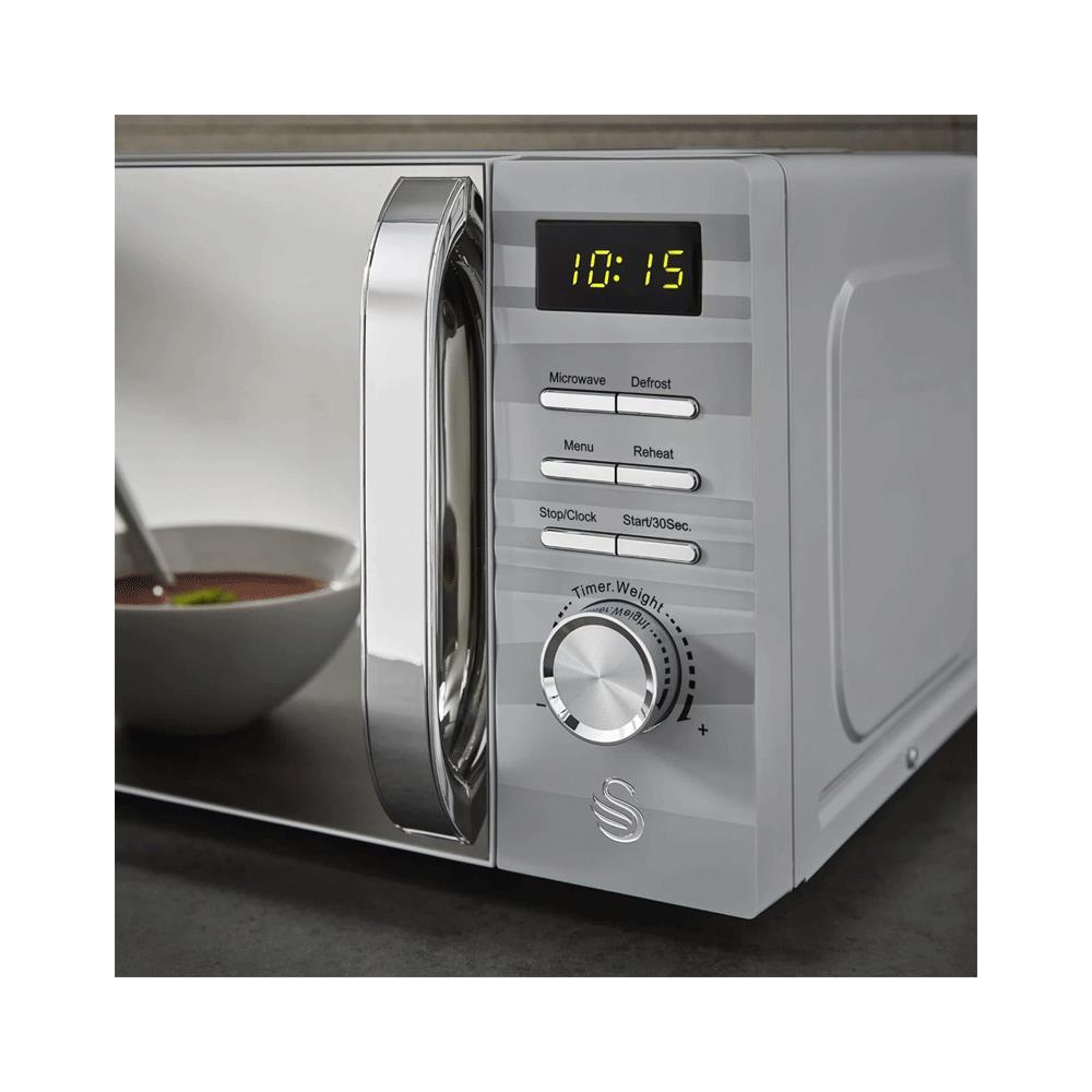 Swan Symphony LED Digital Microwave 5 Power Levels 700W 20 Litres - Grey
