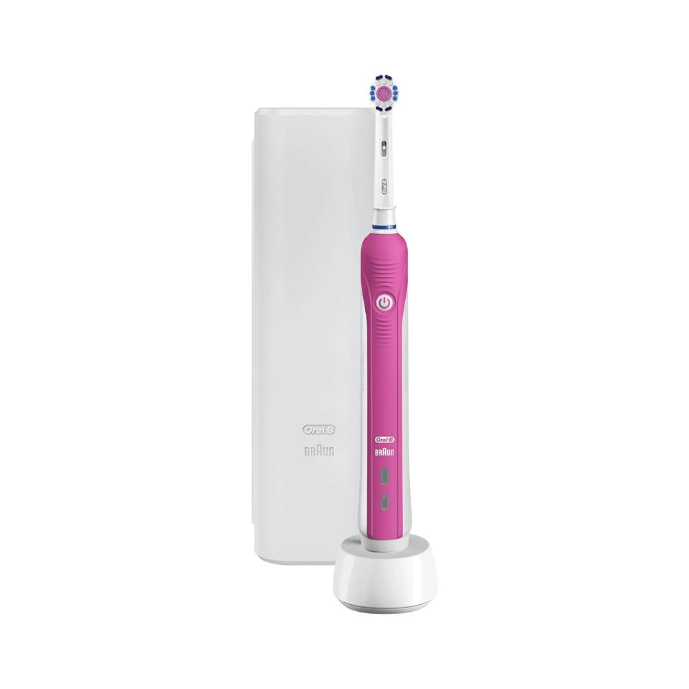 Oral-B Pro 2 2500 3D White Electric Rechargeable Toothbrush With Travel Case - Pink