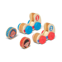 Melissa & Doug GO Tots Wooden Race Cars (2 Cars) With Collectible Characters Wooden Toy - Multicolour