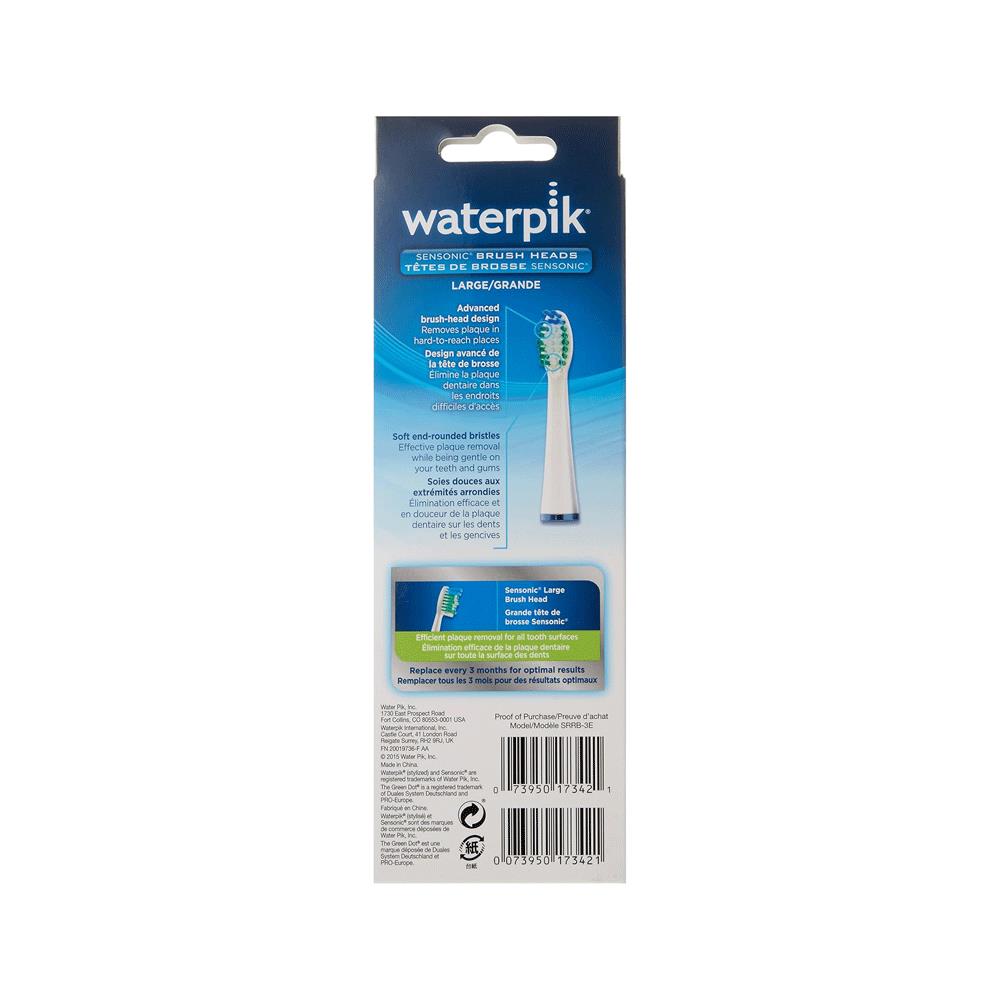Waterpik Sensonic Toothbrush Standard Replacement Tooth Brush Heads 3 Pack - White Secondary image