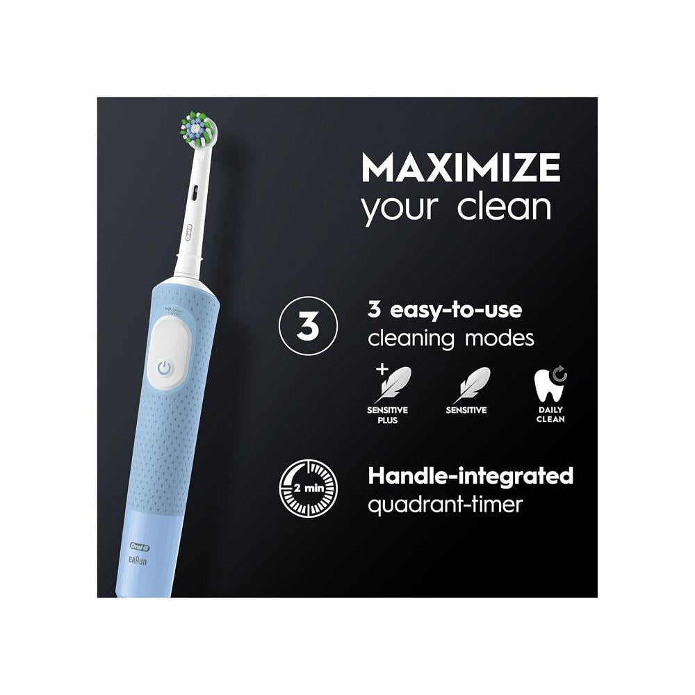 Oral-B Vitality Pro Electric Toothbrushes With 3 Modes Including Sensitive Plus 1 Handle & 2 Brush Heads - Blue