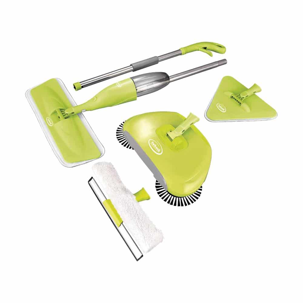 Ewbank 5PKUK 5 In 1 Universal Spray Mop Set Interchangable Heads Hard Floor Sweeper Microfiber Pad Triangle Head Flat Head - Green