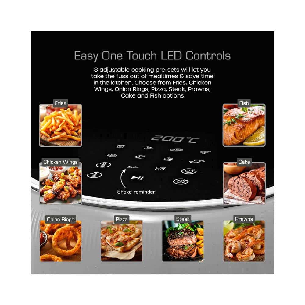Swan Retro Digital Air Fryer 4.5 Litres With 8 Pre-Set Cooking Options Adjustable Temperature 1500W - Grey