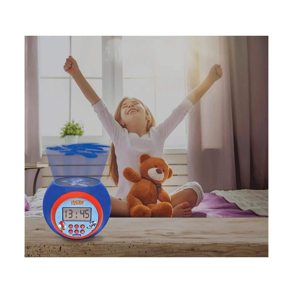 Lexibook Sonic Childrens Projector Clock With Night Light Timer Snooze Alarm - Multicolour