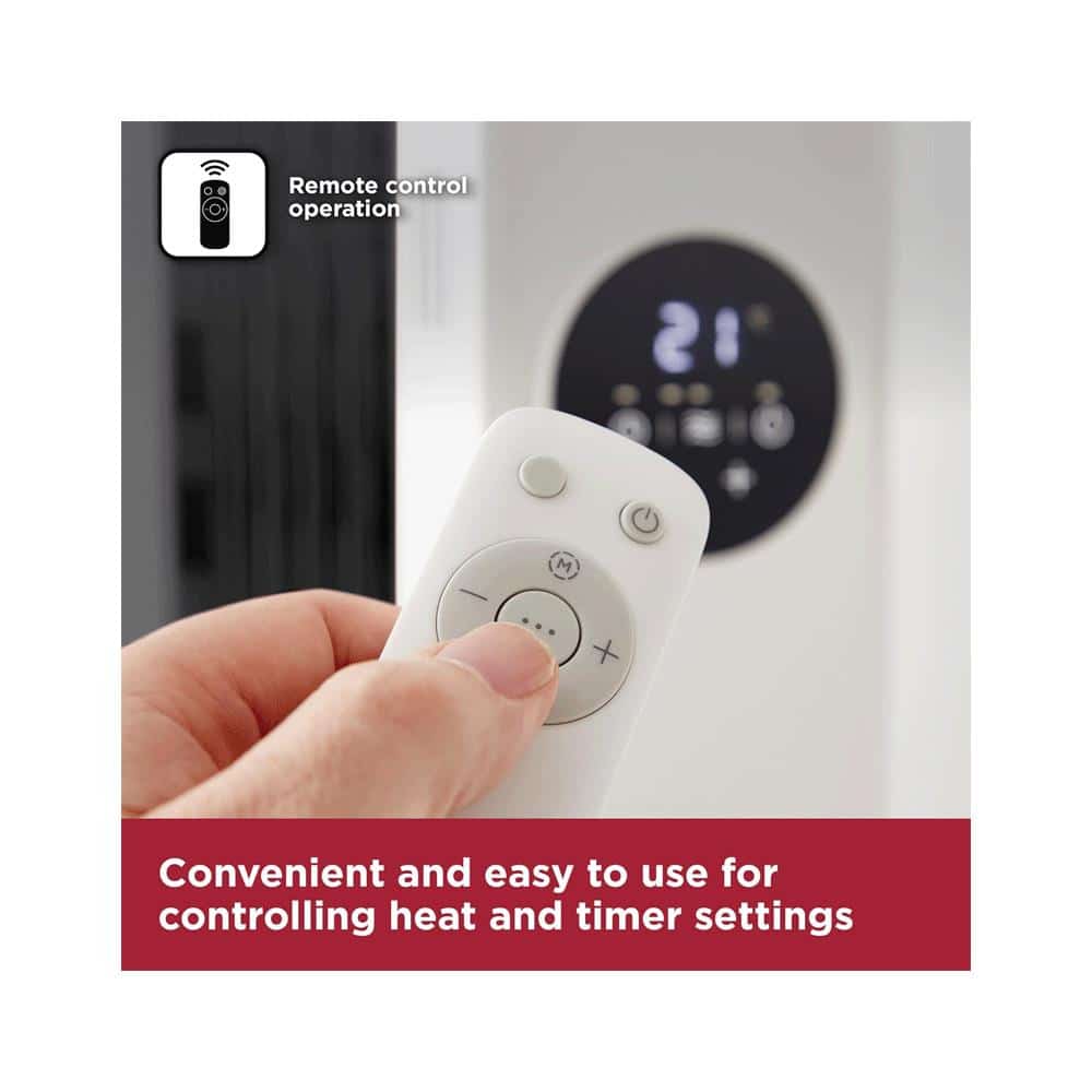 Black & Decker Digital Oil Filled Radiator 1500W 3 Heat Settings Adjustable Thermostat 24hr Timer - White