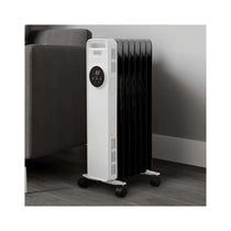 Black & Decker Digital Oil Filled Radiator 1500W 3 Heat Settings Adjustable Thermostat 24hr Timer - White