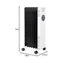Black & Decker Digital Oil Filled Radiator 1500W 3 Heat Settings Adjustable Thermostat 24hr Timer - White