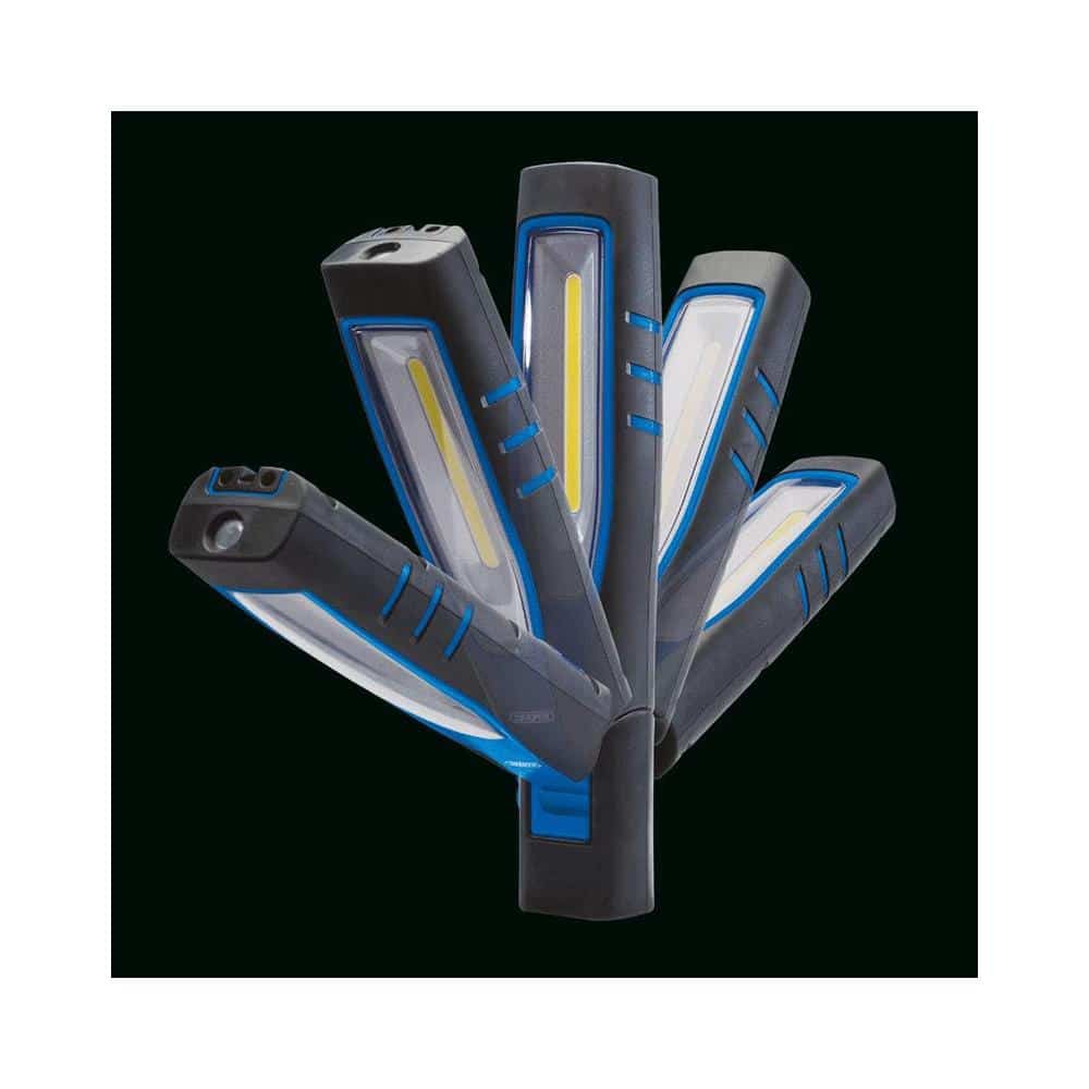 Draper COB/SMD LED Rechargeable Inspection Lamp 10W 1000 Lumens With 1 USB Charging Socket - Blue