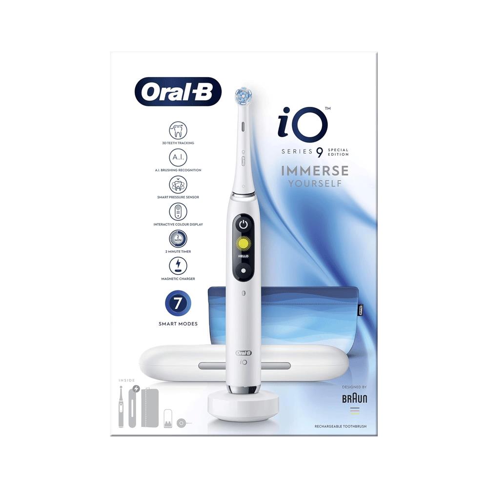 Oral-B iO Series 9 Electric Toothbrush Special Edition 7 Modes With Charging Travel Case - White Main image