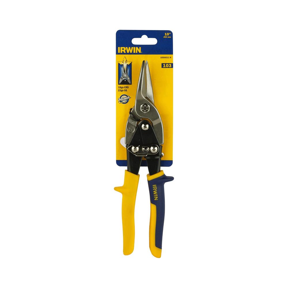 Irwin Straight Cut Aviation Snip 250mm (10in) - Black/Yellow/Blue