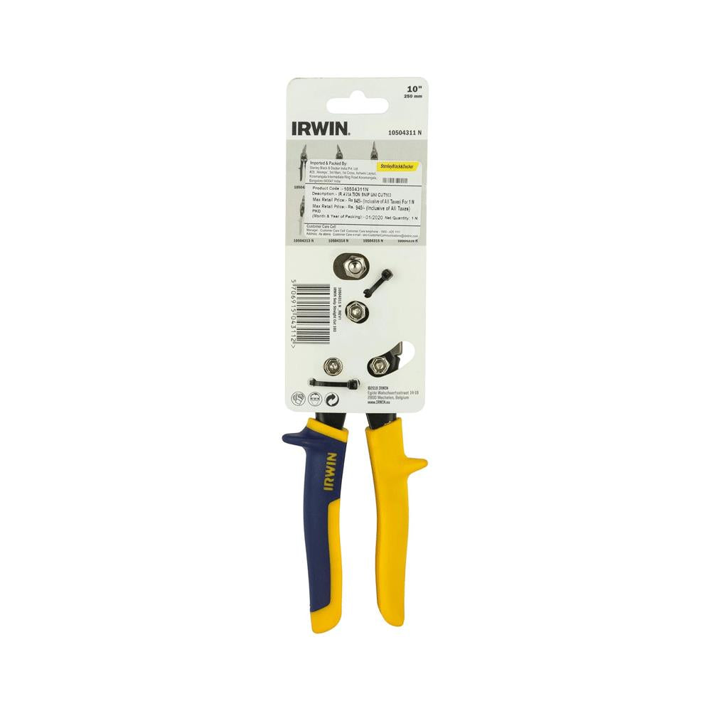 Irwin Straight Cut Aviation Snip 250mm (10in) - Black/Yellow/Blue