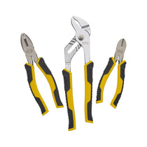 Stanley Control Grip Waterpump Combination Cut Joint/Combination/Diagonal 3 Pliers Set - Black/Yellow